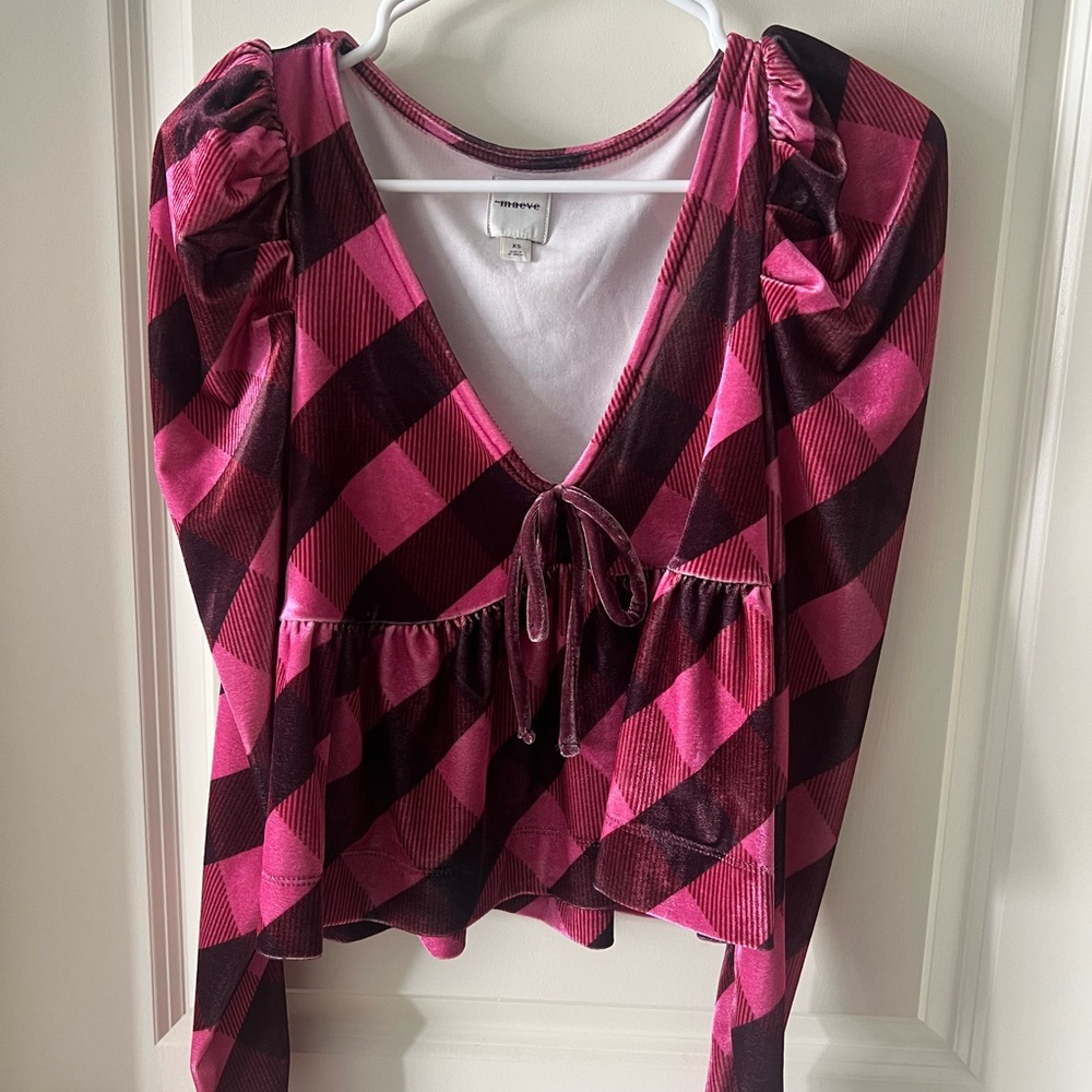 Maeve Pink Plaid Blouse
